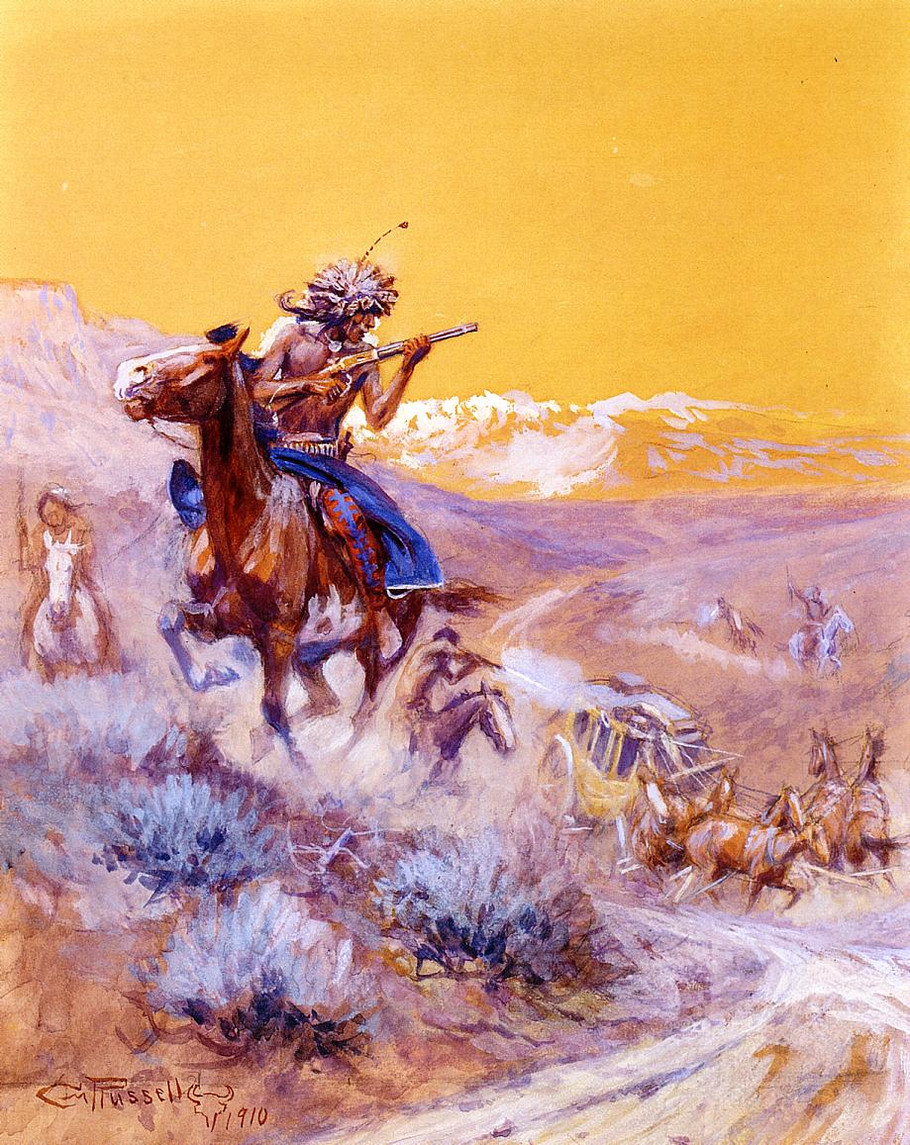 Indian Attack - Charles Marion Russell Paintings